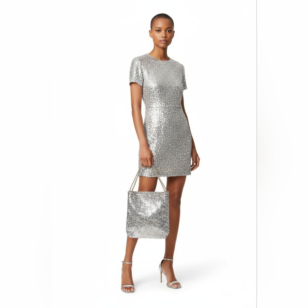 Glamorous Silver Sequin Shoulder Bag